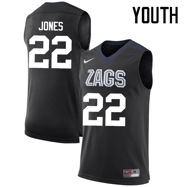 Youth #22 Jeremy Jones Gonzaga Bulldogs College Basketball Jerseys-Black